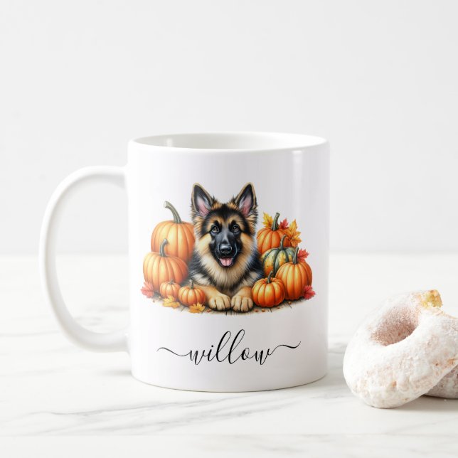 Caneca De Café German shepherd Cai Mug com Nome Personalizado (Com Donut)