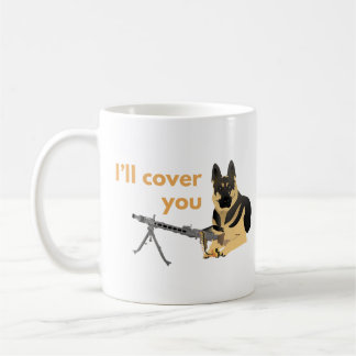 Caneca De Café German shepherd Cão com Arma de Máquina