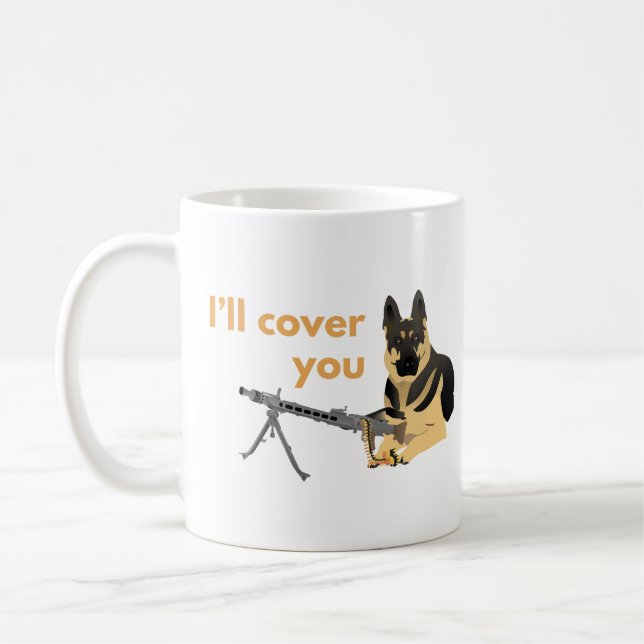 Caneca De Café German shepherd Cão com Arma de Máquina (Esquerda)