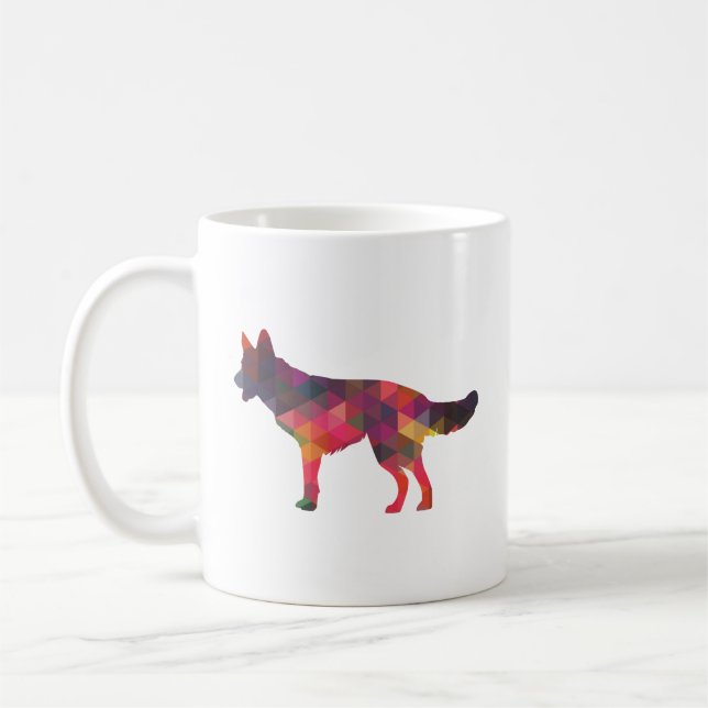 Caneca De Café German shepherd Cão Geométrico Padrão Silhouette M (Esquerda)