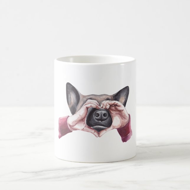 Caneca De Café German shepherd de Aquarela (Centro)