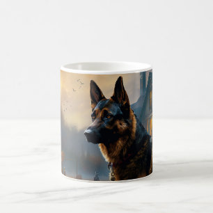 Caneca De Café German shepherd de Halloween assustado