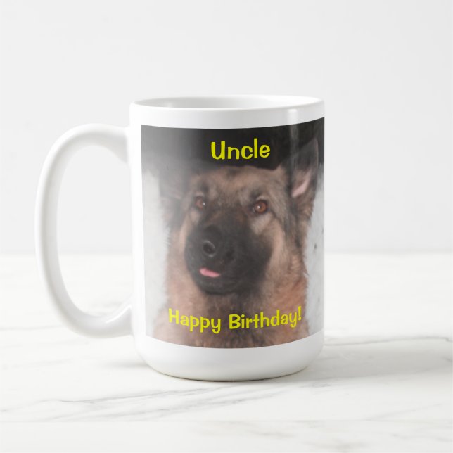 Caneca De Café German shepherd De Lama Para Fora Feliz Bday (Esquerda)