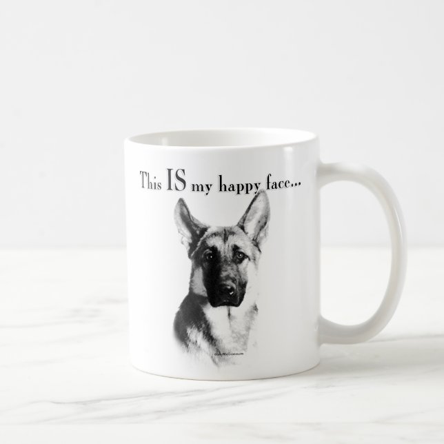 Caneca De Café German shepherd de rosto feliz (Direita)