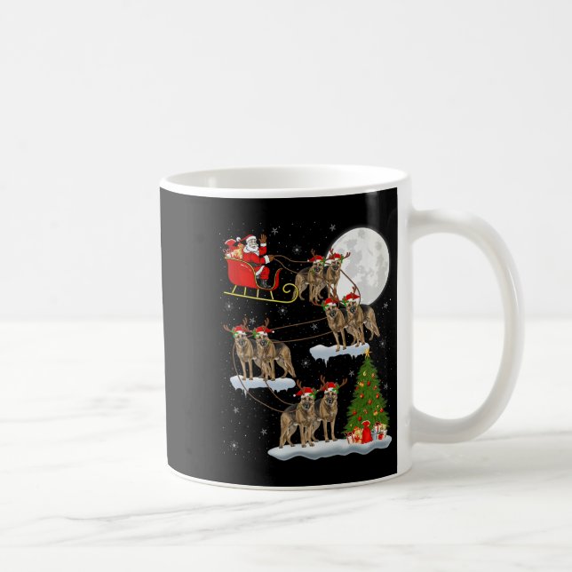 Caneca De Café German Shepherd Dog Santa Sleigh Flying Funny Chri (Direita)
