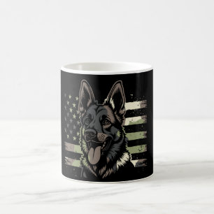 Caneca De Café German shepherd Dog USA American Flag 4 De Julho