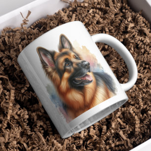 Caneca De Café German shepherd em Watercolor