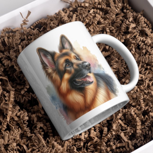 Caneca De Café German shepherd em Watercolor (Criador carregado)