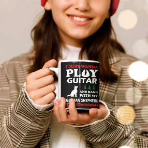 Caneca De Café german shepherd eu só quero tocar violão