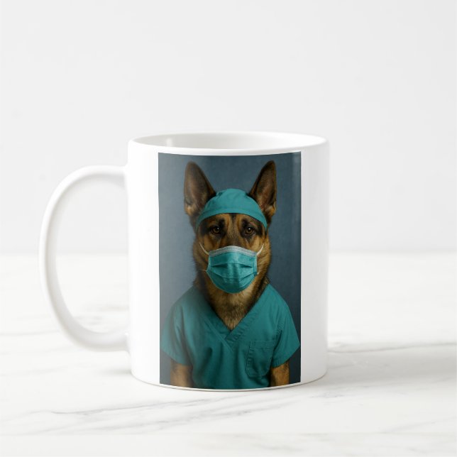 Caneca De Café German Shepherd in Scrubs (Esquerda)