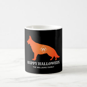 Caneca De Café German shepherd Laranja Feliz Família Halloween