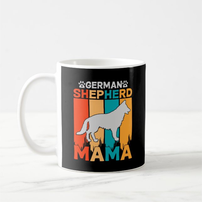 Caneca De Café German shepherd MAMA, azul castanho em preto femin (Esquerda)