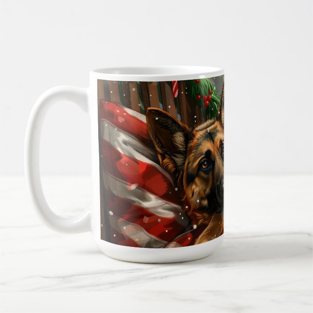 Caneca De Café German shepherd Natal Festivo (Esquerda)