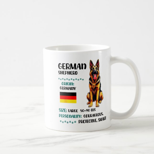 Caneca De Café German Shepherd Origin Funny German Shepherd Lover (Direita)