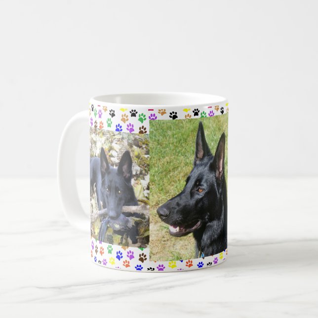 Caneca De Café German shepherd, outono, 3 Fotos e impressões de p (Frente Esquerda)