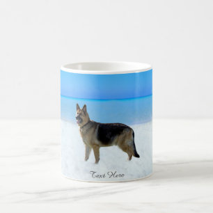 Caneca De Café German shepherd personalizado na praia do café Mug