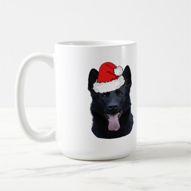 Caneca De Café German shepherd preto com Santa Hat (Esquerda)