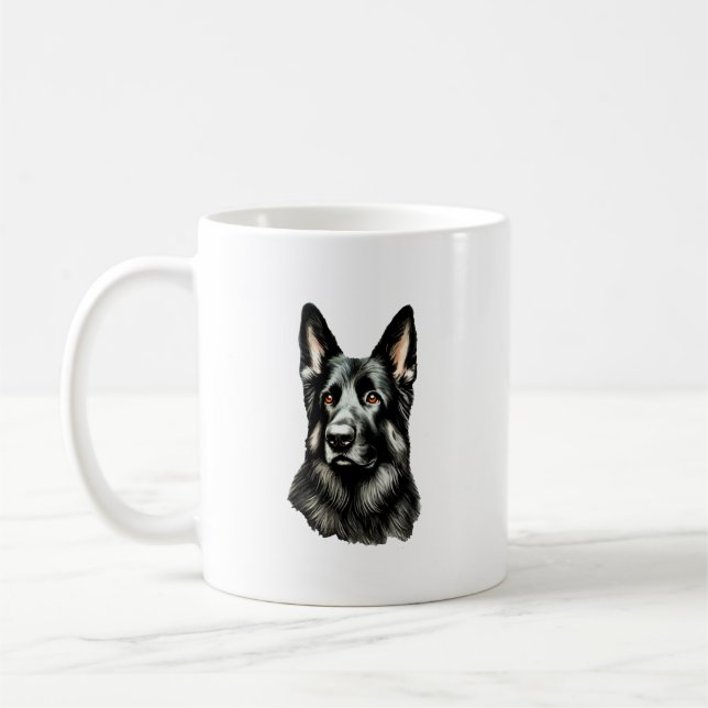 Caneca De Café German shepherd Preto E Tan (Esquerda)