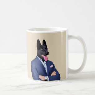 Caneca De Café German shepherd preto em um terno - Humanimal