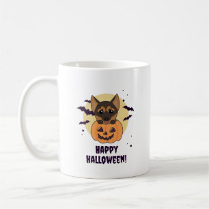 Caneca De Café German shepherd Pumpkin Feliz Dia das Bruxas