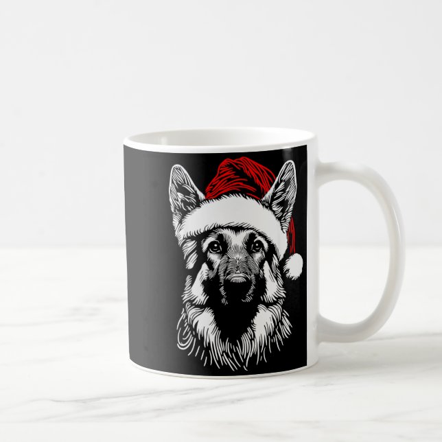 Caneca De Café German Shepherd Santa Hat Christmas Xmas Pajama Wo (Direita)