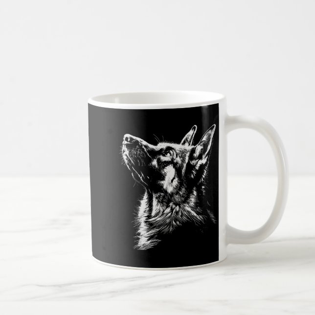 Caneca De Café German Shepherd Silhouette Graphic German Shepherd (Direita)