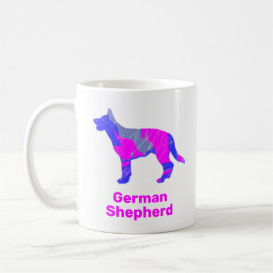 Caneca De Café German shepherd Silhouette Rosa e Design azul