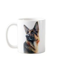 German shepherd turns his head watercolor