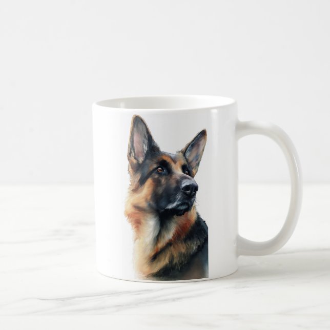 Caneca De Café German shepherd turns his head watercolor (Direita)