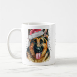 Caneca De Café German shepherd vestindo o chapéu de Natal persona