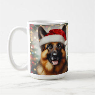 Caneca De Café German shepherd Vestindo o Santa Hat