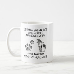 Caneca De Café German Shepherds And Horses Make Me Happy Humans M