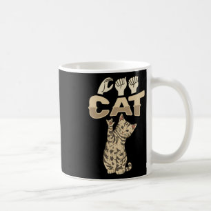Caneca De Café Gesto de Mão Gato de Gato Surdo Perda de Consciênc