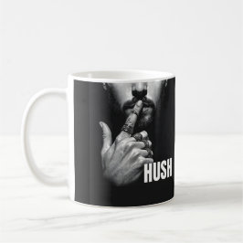 Caneca De Café Gesto de Silêncio do Homem Moderno Gráfico HUSH