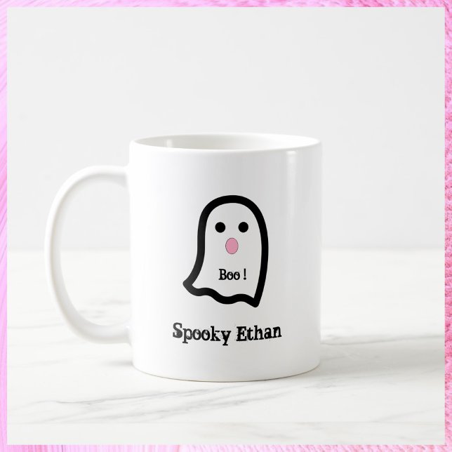 Caneca De Café Ghost Boo Bonito Spooky (Criador carregado)