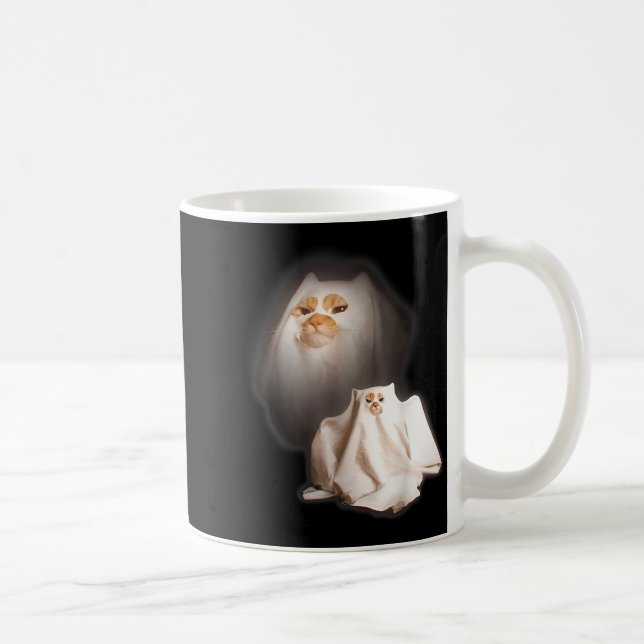 Caneca De Café Ghost Cat Meme Funny Halloween Men Women Kids  (Direita)