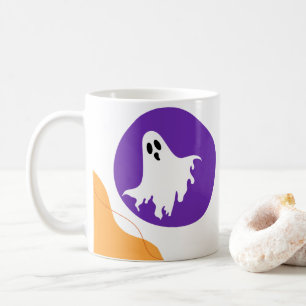 Caneca De Café Ghost e Blob Abstrato Spooky Formas de Halloween