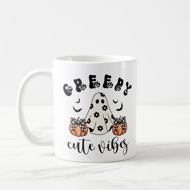 Caneca De Café Ghost e Coquete de Abóbora das Víbias Cutas Retro (Esquerda)