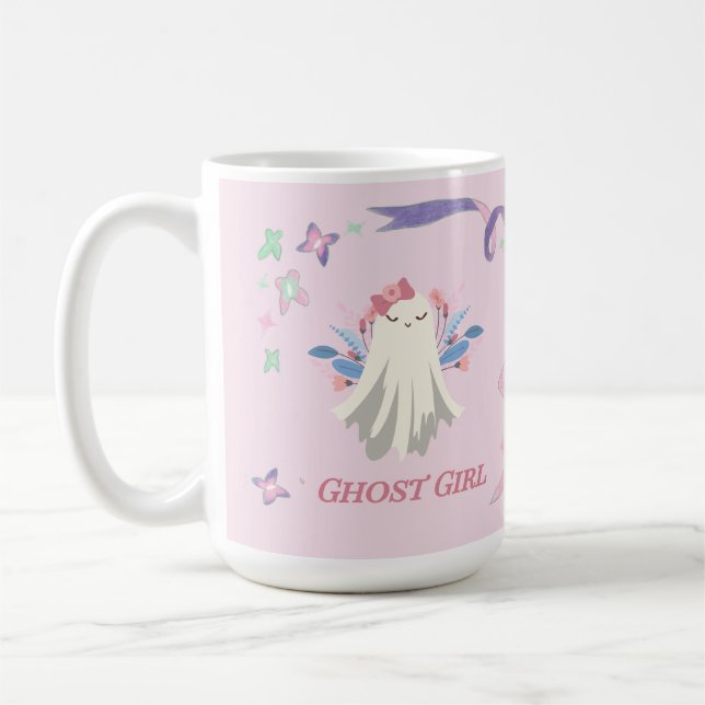 Caneca De Café Ghost Girl Diversão Pastel Halloween (Esquerda)