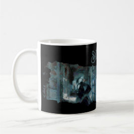 Caneca De Café Ghost Girl in Blue – Haunting Surreal Art