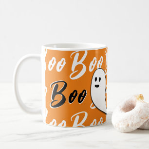 Caneca De Café Ghost Halloween preto - laranja branco