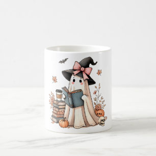Caneca De Café Ghost Lading Book Bonito Amava o Fantasma do Hallo