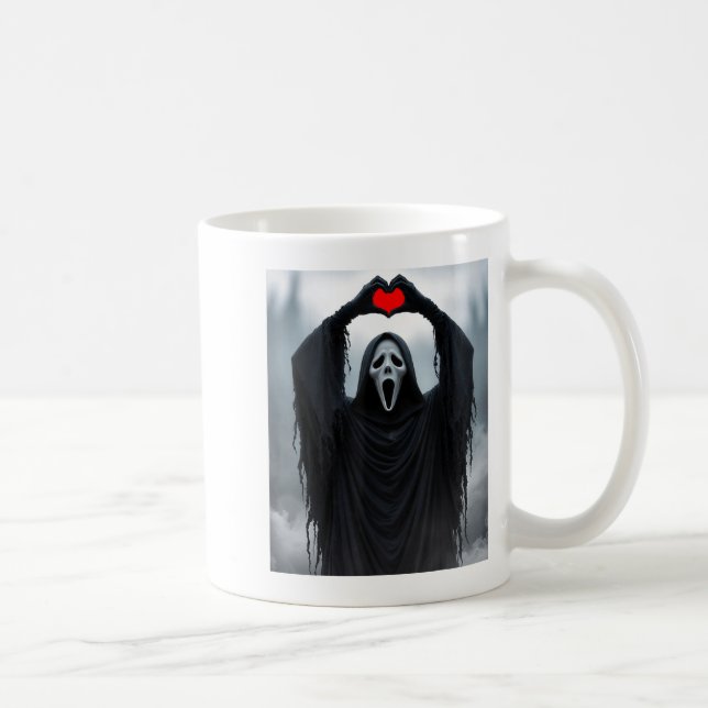 Caneca De Café Ghost Red Heart Hands Y Face Halloween Valentines  (Direita)