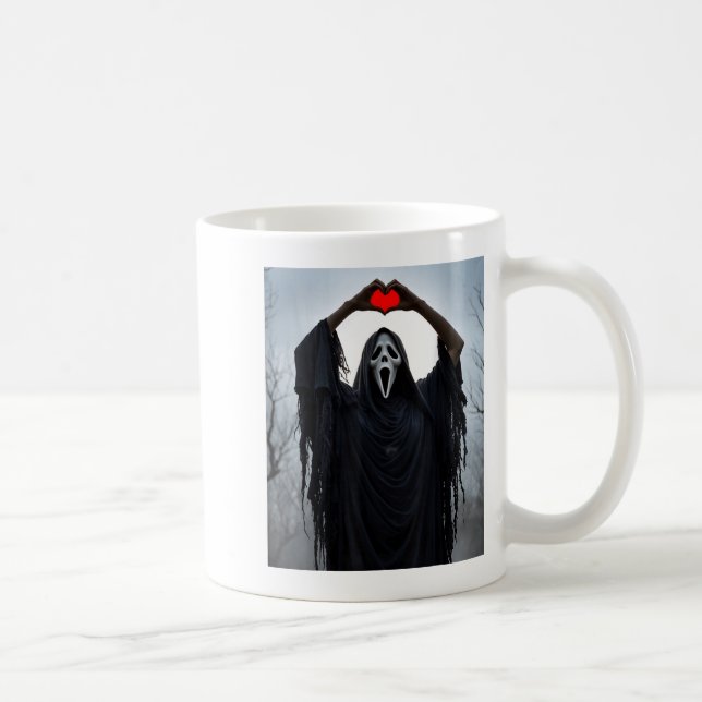 Caneca De Café Ghost Red Heart Hands Y Face Halloween Valentines  (Direita)