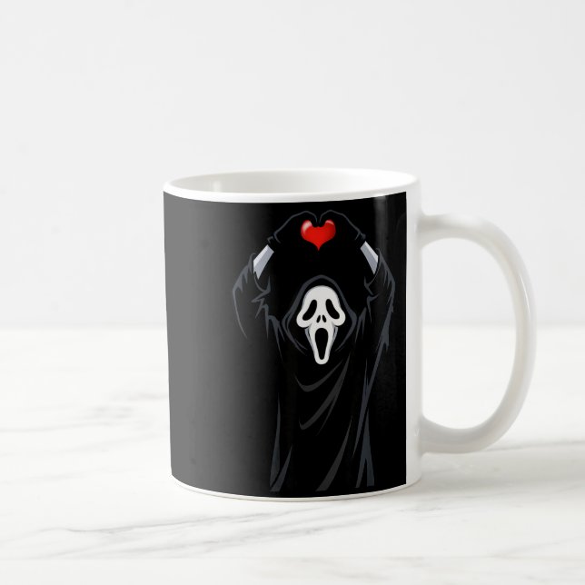 Caneca De Café Ghost Red Heart Hands Y Face Halloween Valentines  (Direita)