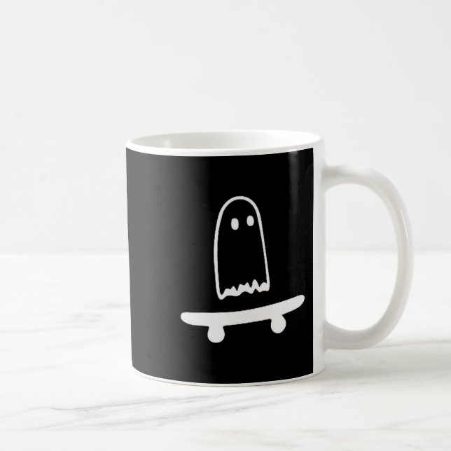 Caneca De Café Ghost Skateboard Lazy Halloween Costume Funny Skat (Direita)