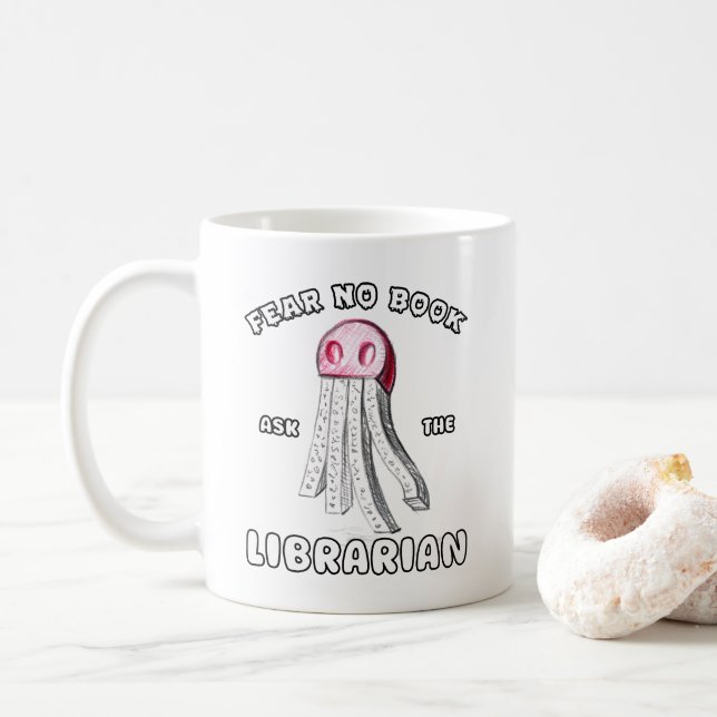 Caneca De Café Ghost White Sketchy Mear Nenhum Livro Perguntar A  (Com Donut)