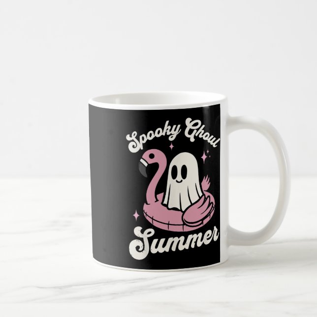 Caneca De Café Ghoul Summer Cute Ghost Flamingo Summer Vib (Direita)