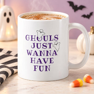 Caneca De Café Ghouls Só Quer Divertir-Se No Dia Das Bruxas Roxas