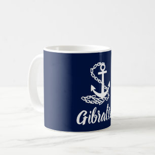 Caneca De Café Gibraltar - Estilo Marítimo Blue E White Mug